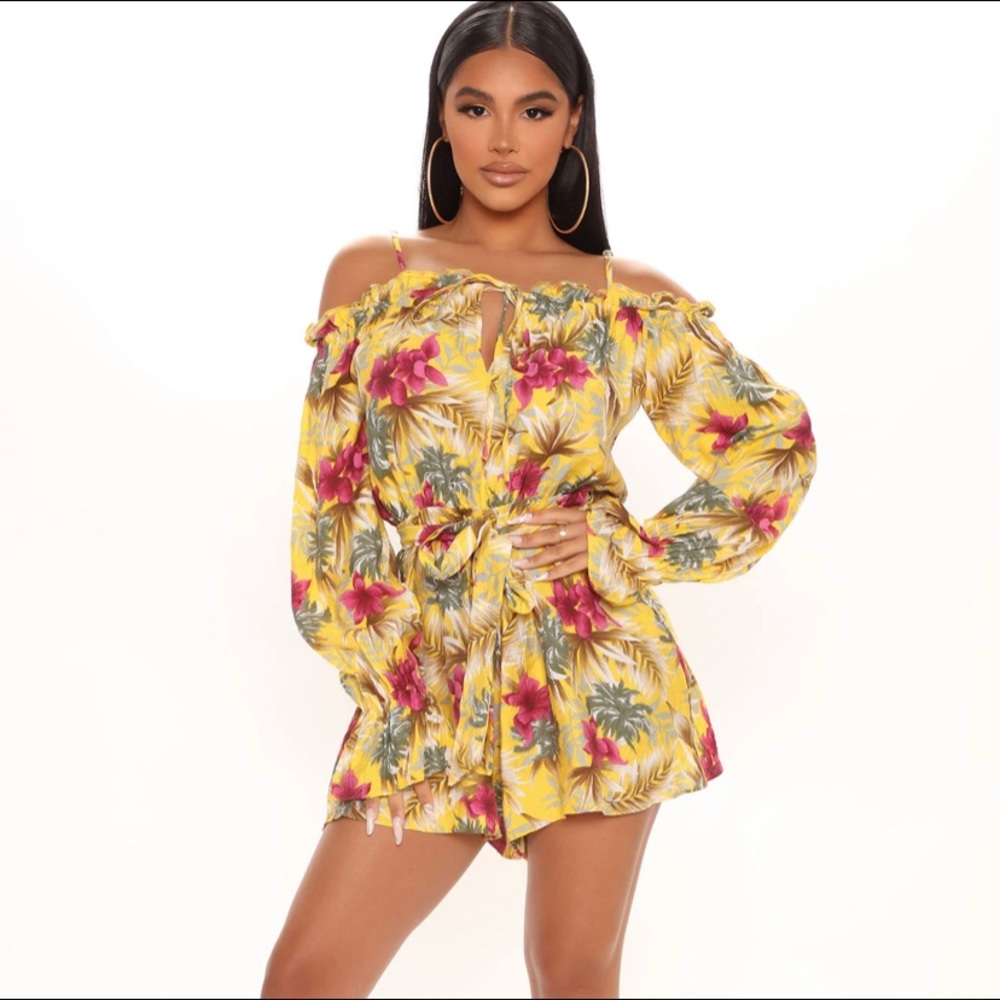 Tropical print romper